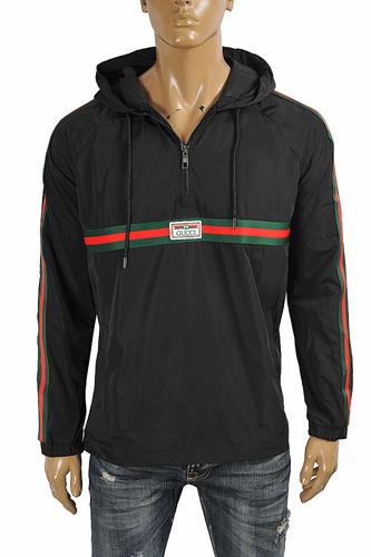 GUCCI men's cotton hoodie with red and green stripes 182 - Click Image to Close